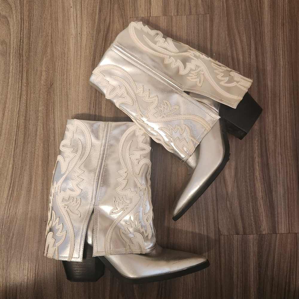 AZALEA WANG Esperanza Metallic Western Boot size 8.5 - Picture 2 of 5